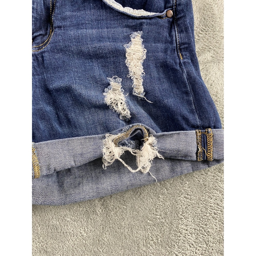 Judy Blue Los Angeles Womens Distressed Denim Shorts Dark Wash Cuffed Size L - Picture 4 of 14